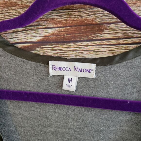 Rebecca Malone long sleeve top Women's medium Charcoal multicolored floral NWT - Picture 5 of 7